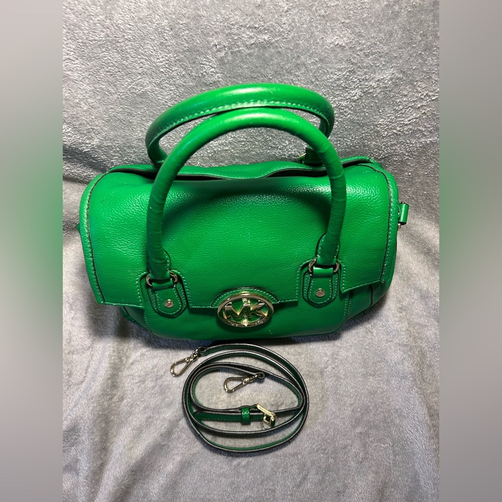 Michael Kors Margo Front Flap Kelly Green Satchel - Picture 7 of 16